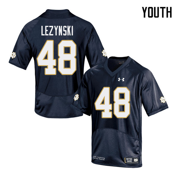 Youth #48 Xavier Lezynski Notre Dame Fighting Irish College Football Jerseys Sale-Navy